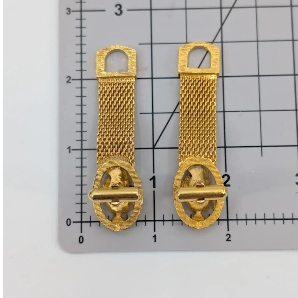 Vintage Gold Tone‎ Mesh Wrap Cufflinks Goddess Age of Aquarius Nymph